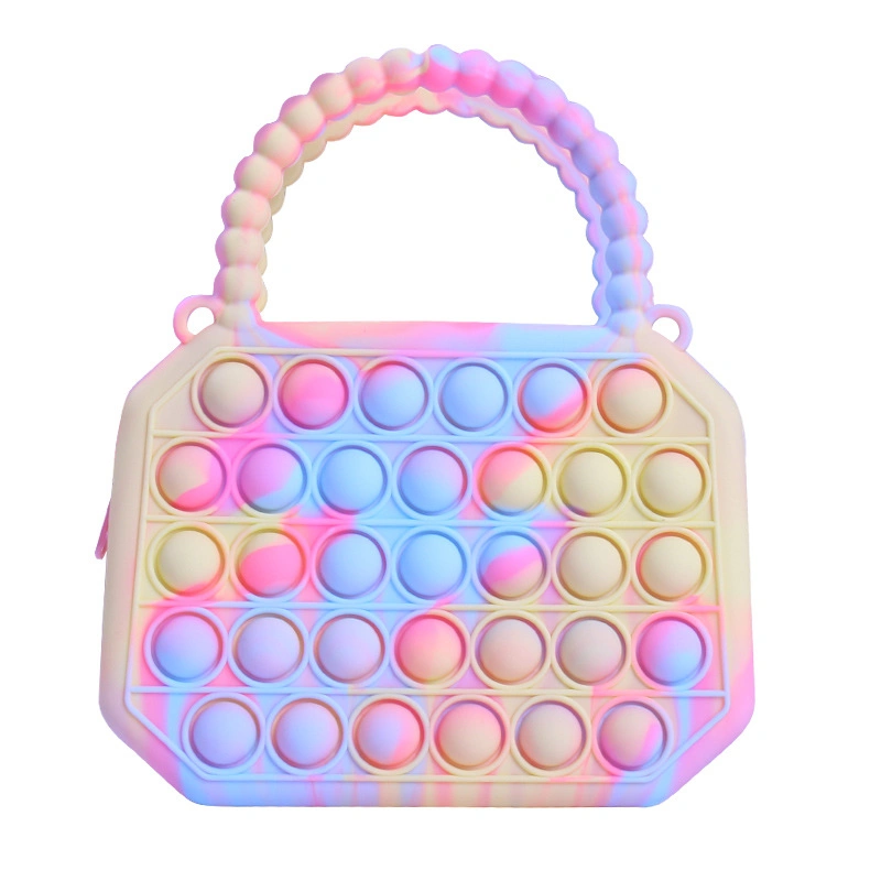 Cute Women Girls Children Simple Silicone Fidget Pink Coin Purse Handbags Push Bubble Toys for Kids