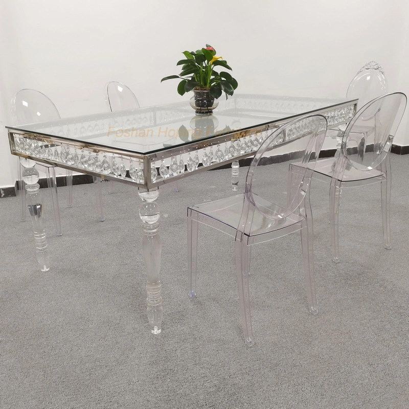 Luxury Rectangular Dining Table with Creative Snake Shape Stainless Steel Legs for Wedding Banquet Hotel Restaurant Home Dining Table