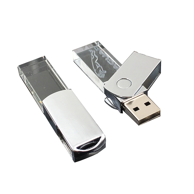 Lápiz USB de cristal giratorio para Mayorista/Proveedors Memory Stick con LED Luz