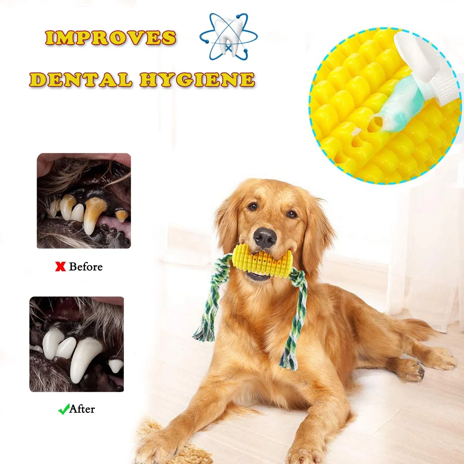 Dentes limpe TPR Corn Knot Pet Dog tow Toys Com corda