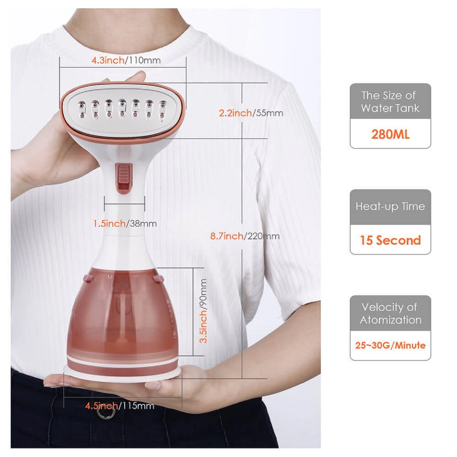 depósito de agua desmontable 280ml vaporizador de ropa para quitar arrugas