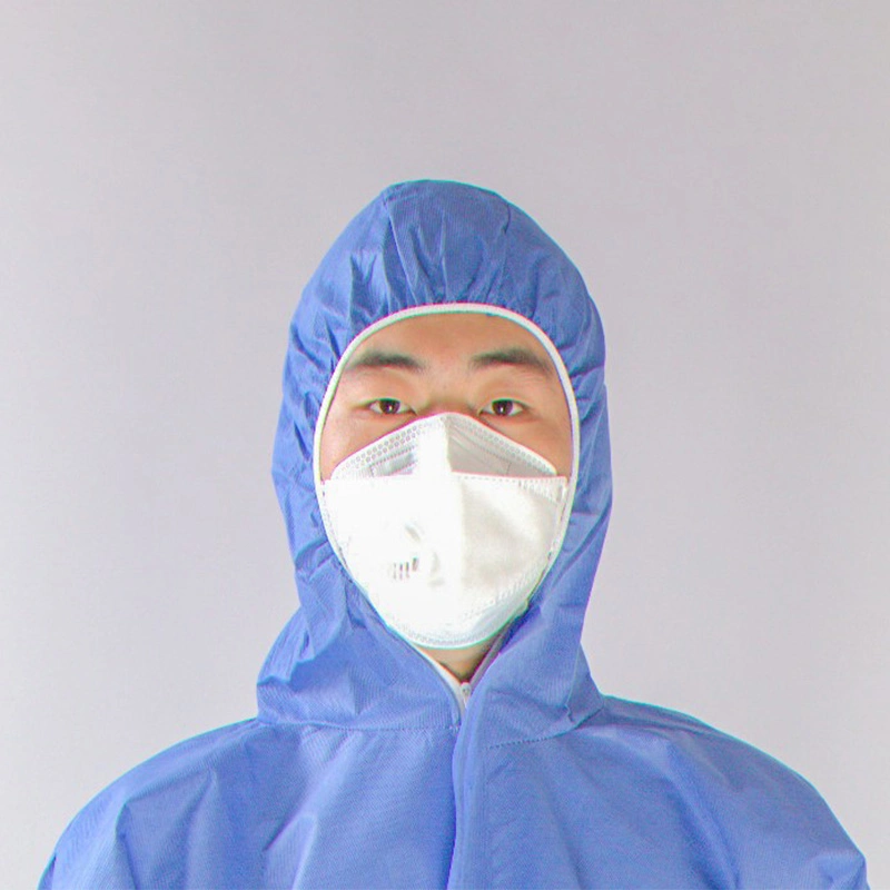 Blue SMS 60GSM Full-Body PPE Garment Anti Static Protective Coverall Industrial Asbestos Dust Safety Clothing