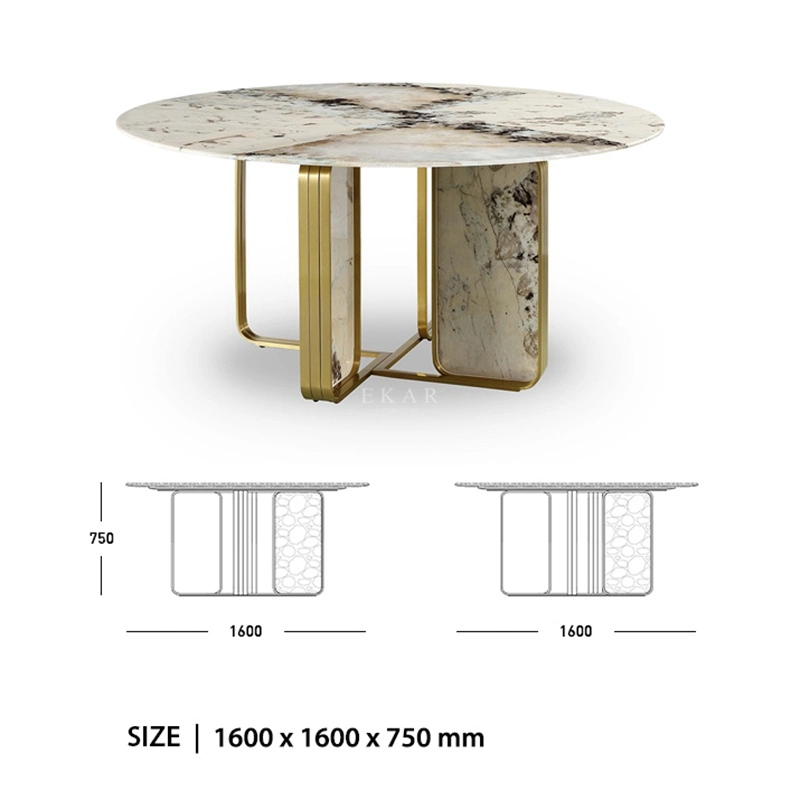 New Design Marble Round Dining Table Dining Room Table Set Dining Chairs and Table