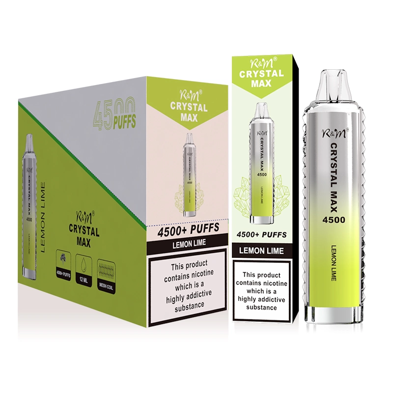 Precio al por mayor del Reino Unido de la bobina de malla de jugo de Vape 4500 inhalaciones de R&amp;M Crystal desechables Max Vape cigarrillo E