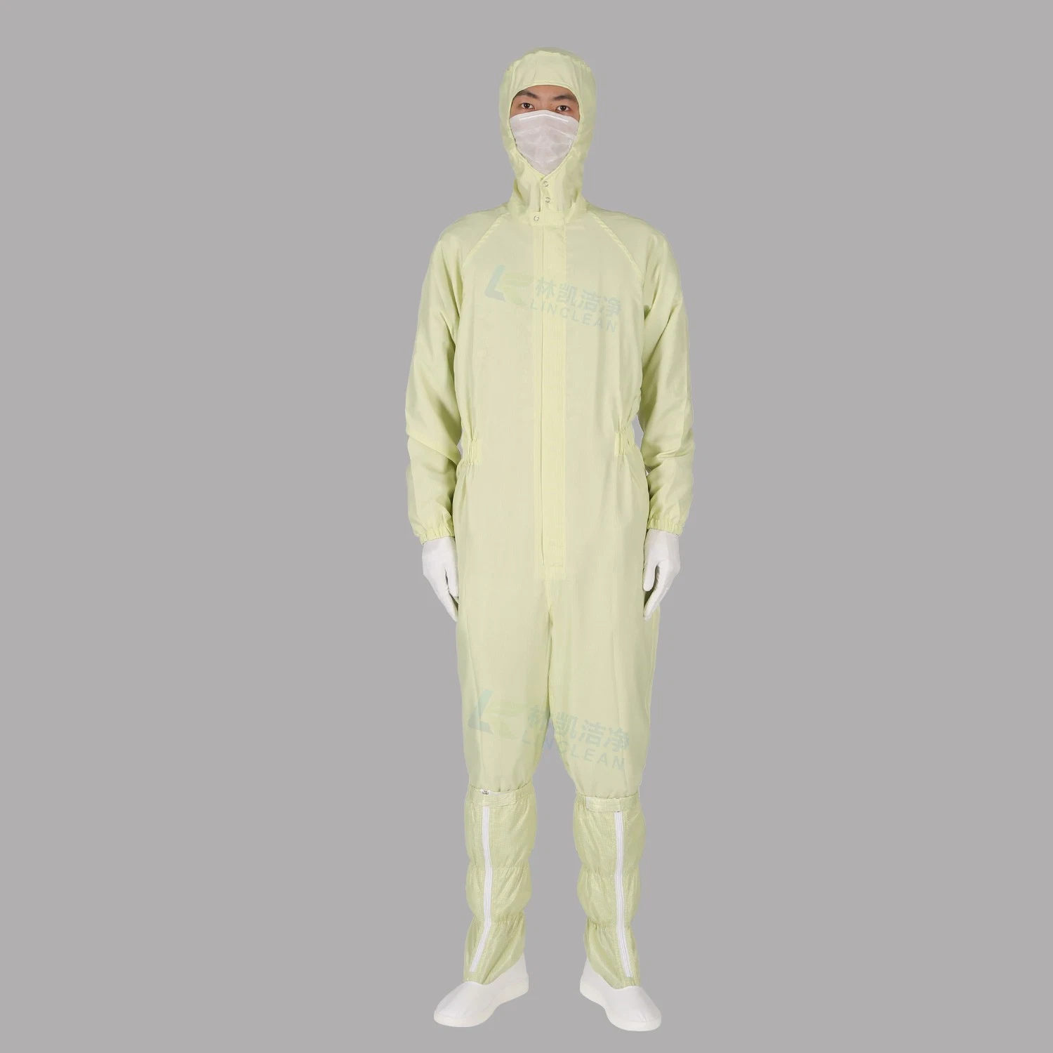 Gelbe Farbe Antistatik Arbeit Polyester Arbeitskleidung Reinraum Anzug ESD Bekleidung