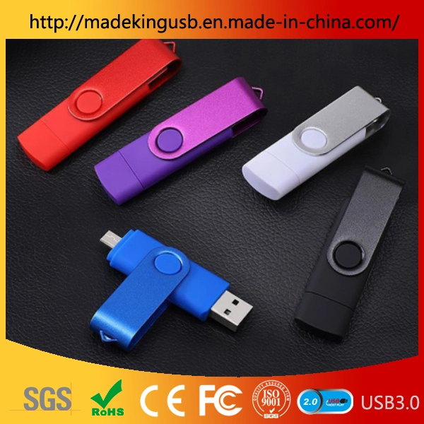 Popular Metal + Plastic Rotating OTG USB Stick /Android Mobile Phone Computer Dual-Use Pen Drive