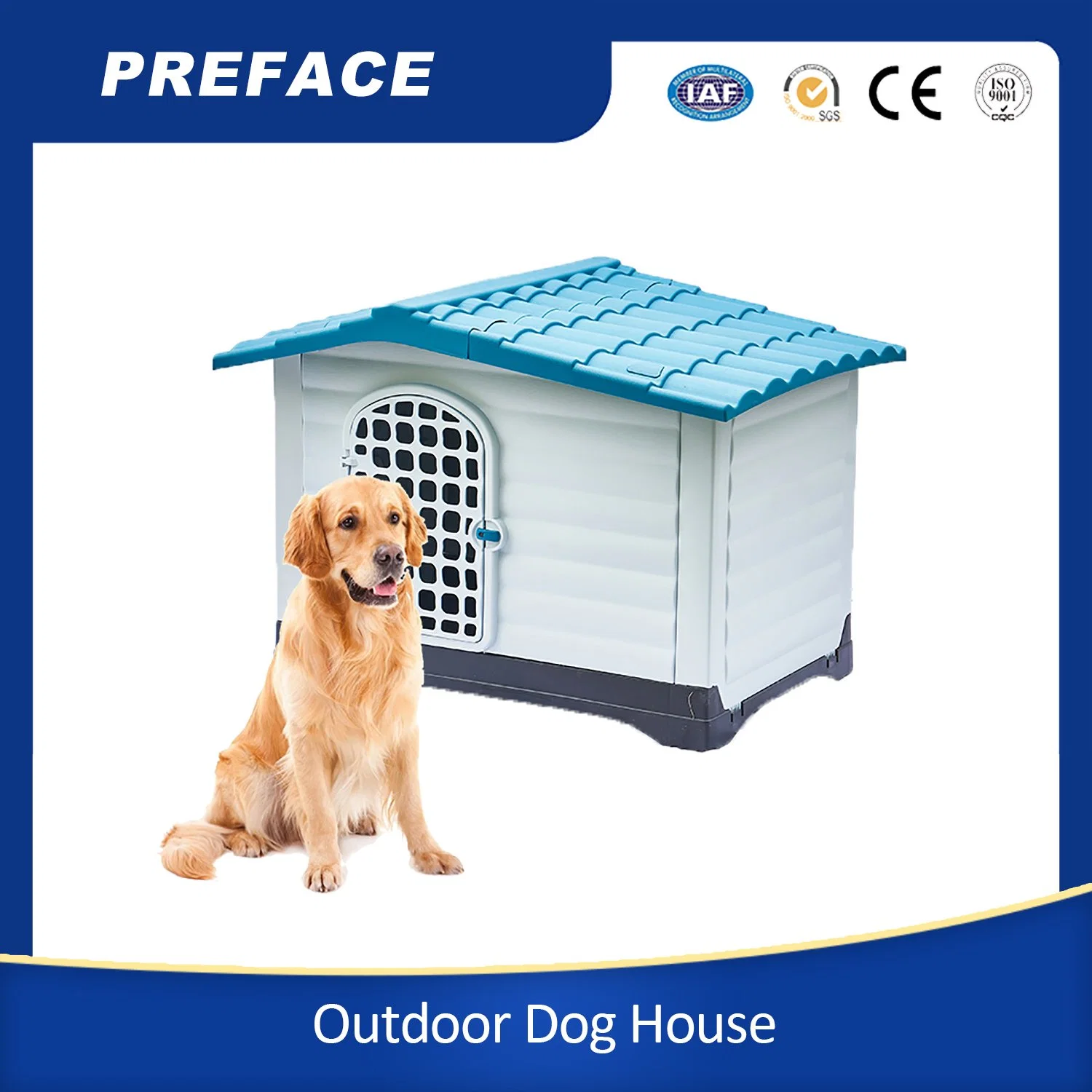 PET House Plastic Large Dog Outdoor OEM Solid Sustainable Button Flat Packing Outdoor PET House Super Markets Red, Blue