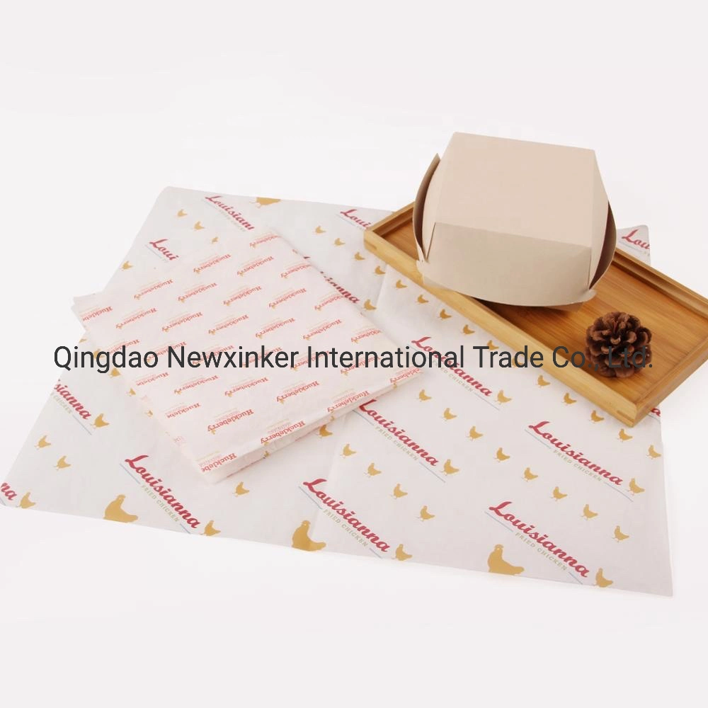 Custom Logo Printing Hamburger Oil Proof Tissue Packaging Paper Sandwich Greaseproof Shawarma Food Grade Wax Packaging Paper