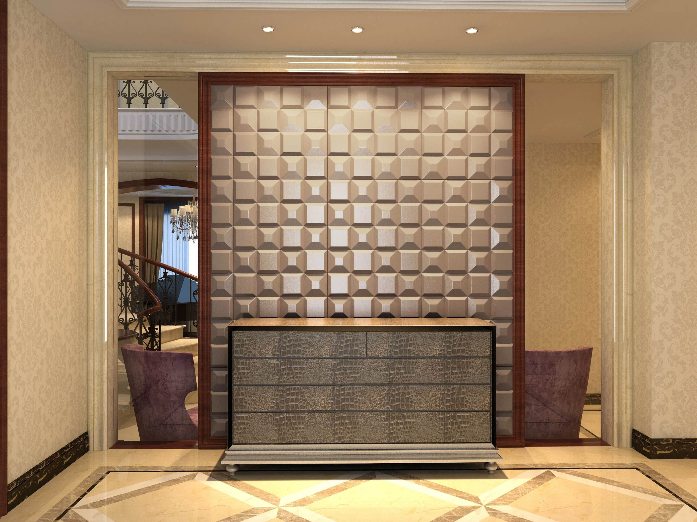 modern 3D Wall Panels PVC Leather Wall Paper 3D Wood Wall Panel for Home Decorate