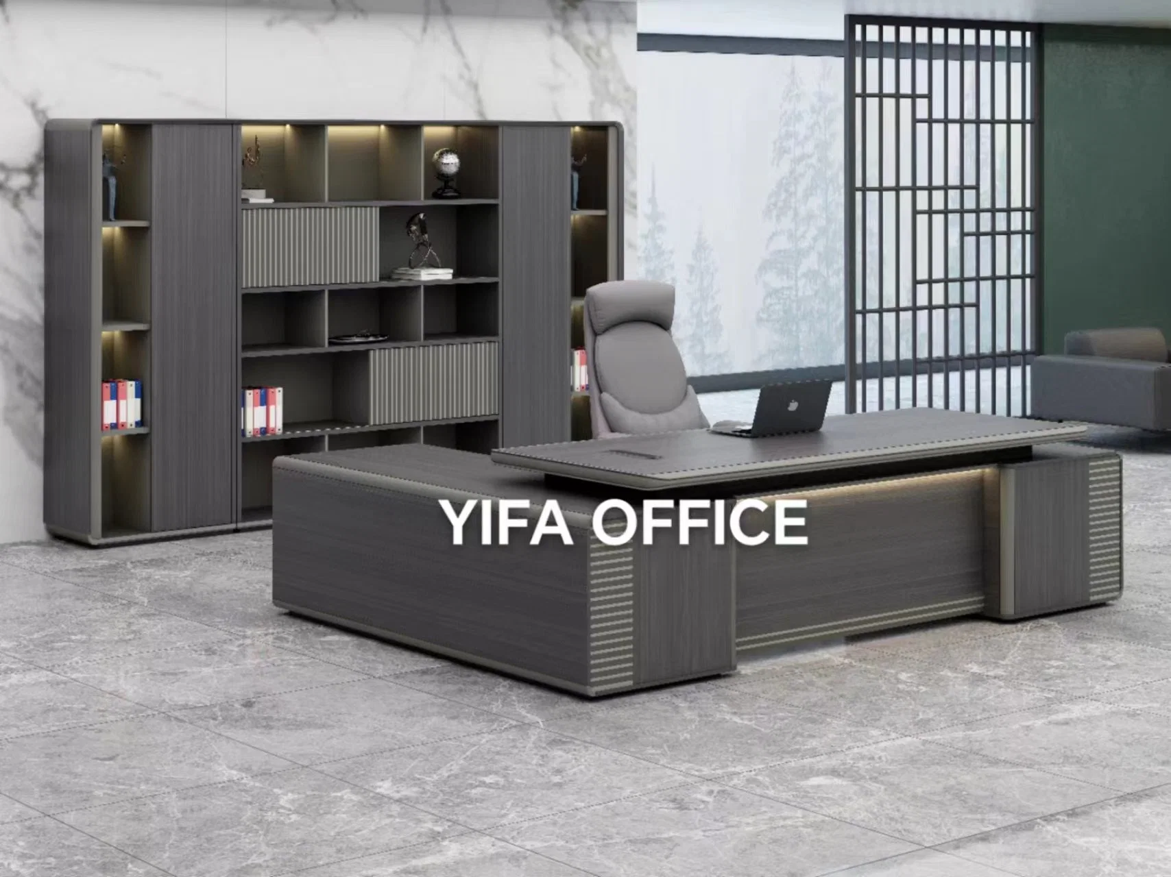2.4m 2.8m mobilier de bureau de luxe pour le CEO Table de bureau Avec 2 armoires