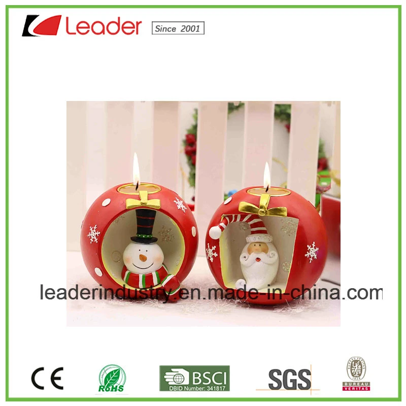 Hot Sale Christmas Santa and Penguin Figurines Candle Holder for Xmas Ornaments