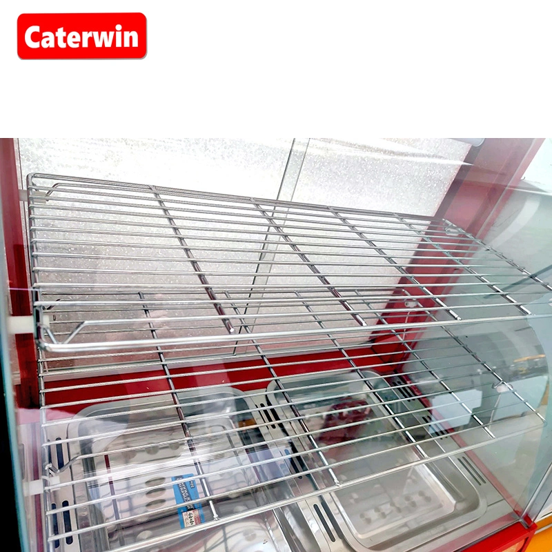 Caterwin Restaurant Equipment Kitchen Cabinet 3 Layer Bakery Bread Food Warmer Display Curved Glass Warming Showcase