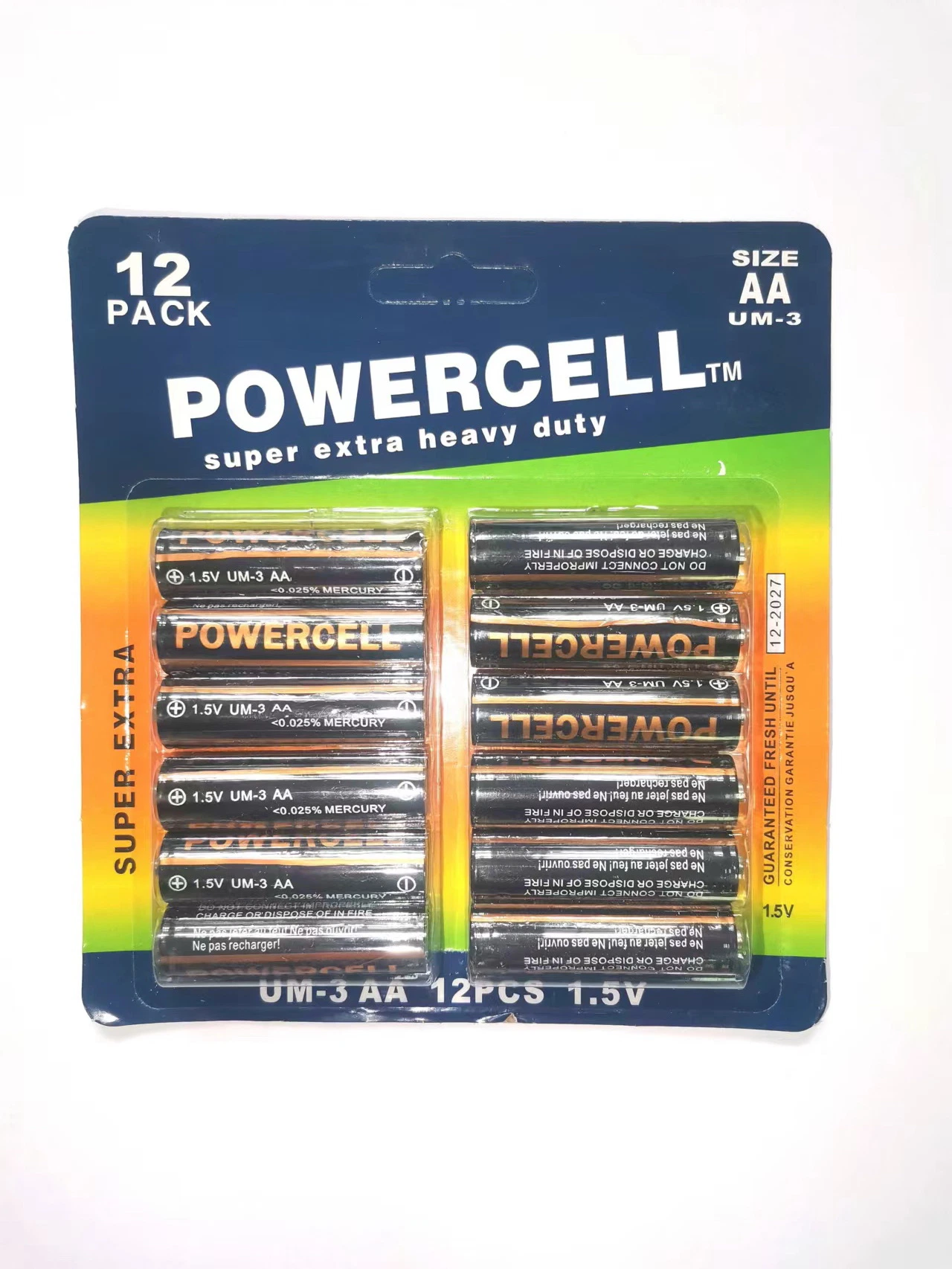 Longue durée de vie de haute qualité Powercell AA R6 UM-3 1,5V Carbone-zinc de la batterie Cellule de batterie pile sèche pour Consumer Electronics/ commande à distance/Consumer Electronics