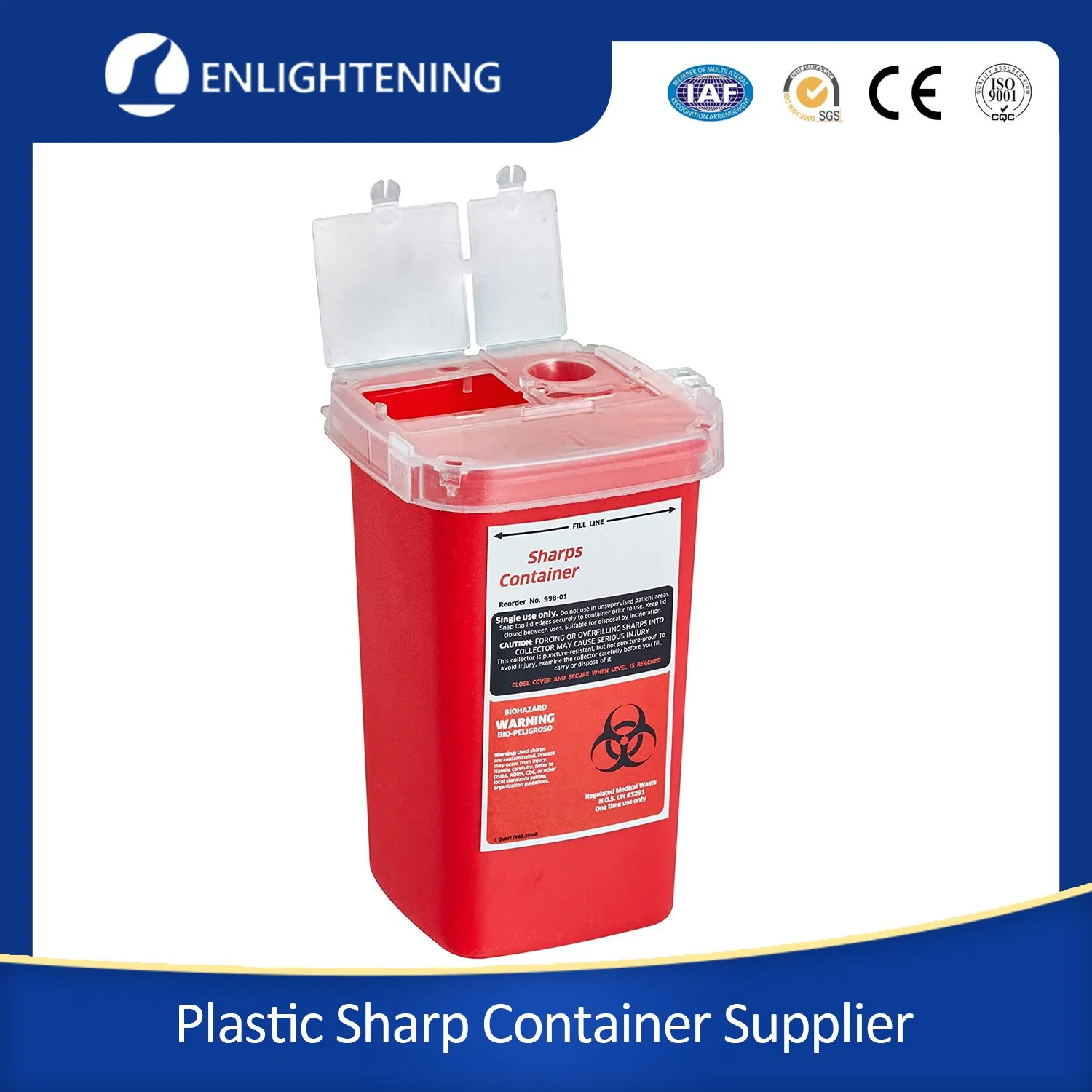 Factory Wholesale/Supplier Plastic Disposable Medical Class Carton Needles Sharp Waste Collection Boxes Bins Containers/ Disposable Plastic Medical Sharp Waste Boxes