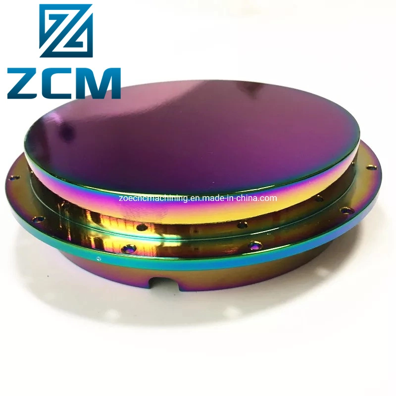 Shenzhen Custom Manufactured CNC Machined Turning Machining Motorcycle/Automotive/Motorbike Rainbow Colo PVD Stainless Steel Base Cover Cap