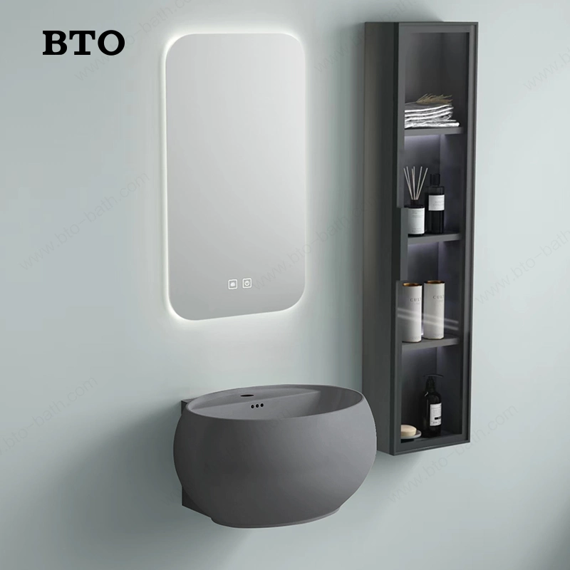 Bto Factory Directly Modern Style Washbasin Round Ceramic Wall Hung Sink Bathroom Wash Basin