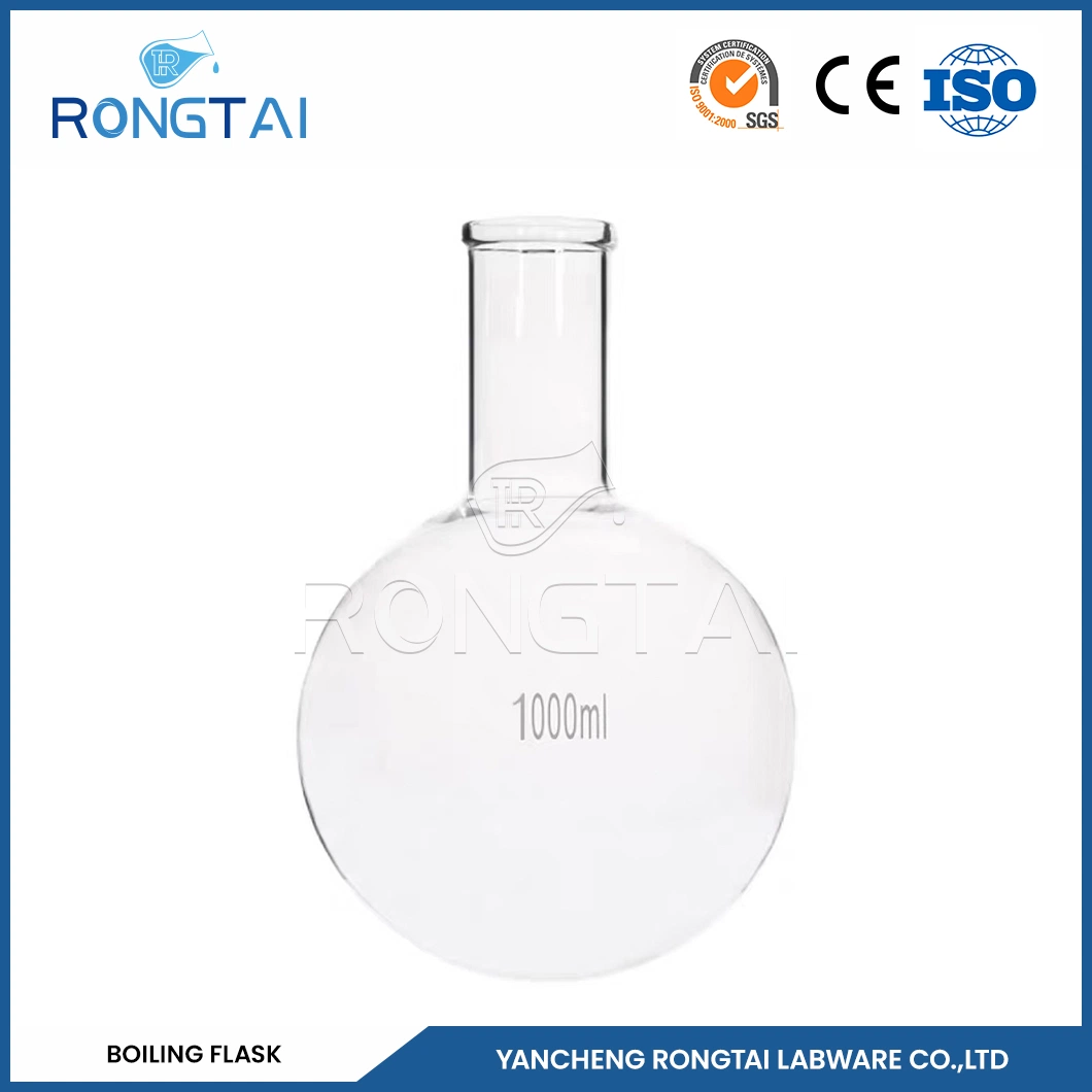 Rongtai Lab Glassware de vidrio proveedores Cuarzo ebullición matraz China 250ml 500ml matraz de ebullición inferior