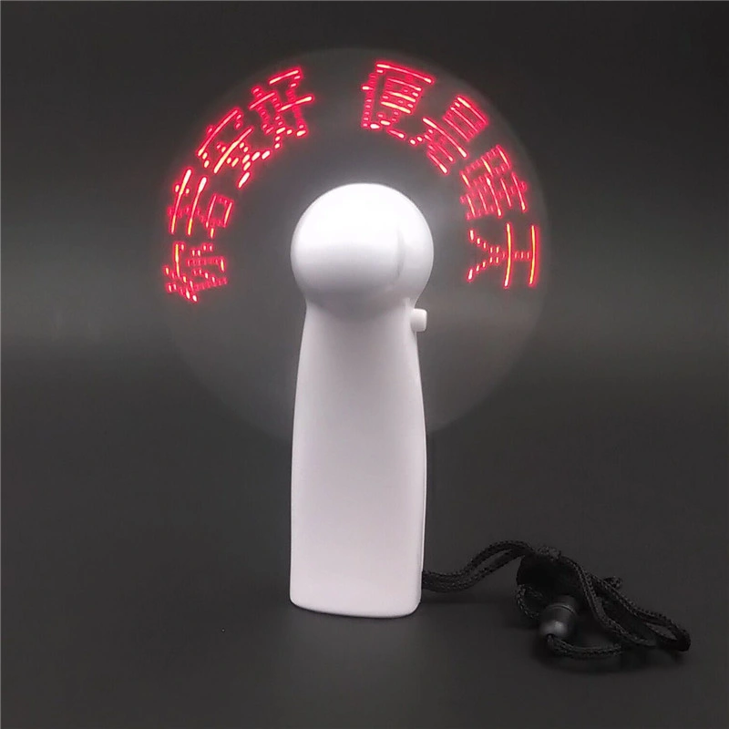 Handheld USB Flash LED Love Pattern Mini Fan Super Mute Battery Operated Cooling Desktop Mini Fan for Travel Office Use