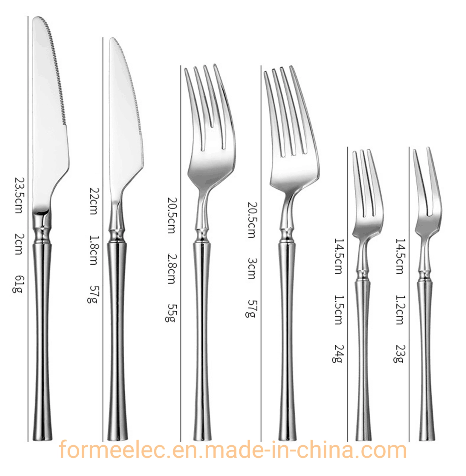 304 cuillère à dîner en acier inoxydable avec jolie taille et couverts Couteau à steak à la fourchette