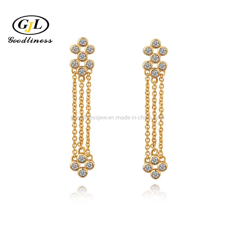 Cubic Zirconia Elegance Tassels Earring Silver Jewellery for Party