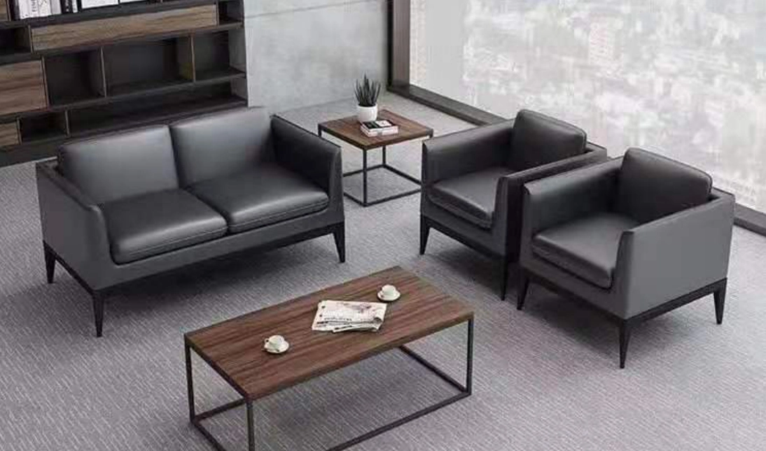 Foshan-Fabrik-Ausgangsmöbel-Wohnzimmer-Möbel-Metallrahmen-Sofa-Stuhl mit Leder