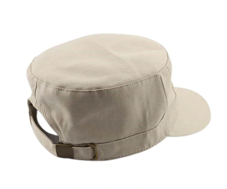 Gorra con hebilla metálica de algodón con paneles múltiples con parte de arriba plana impresa