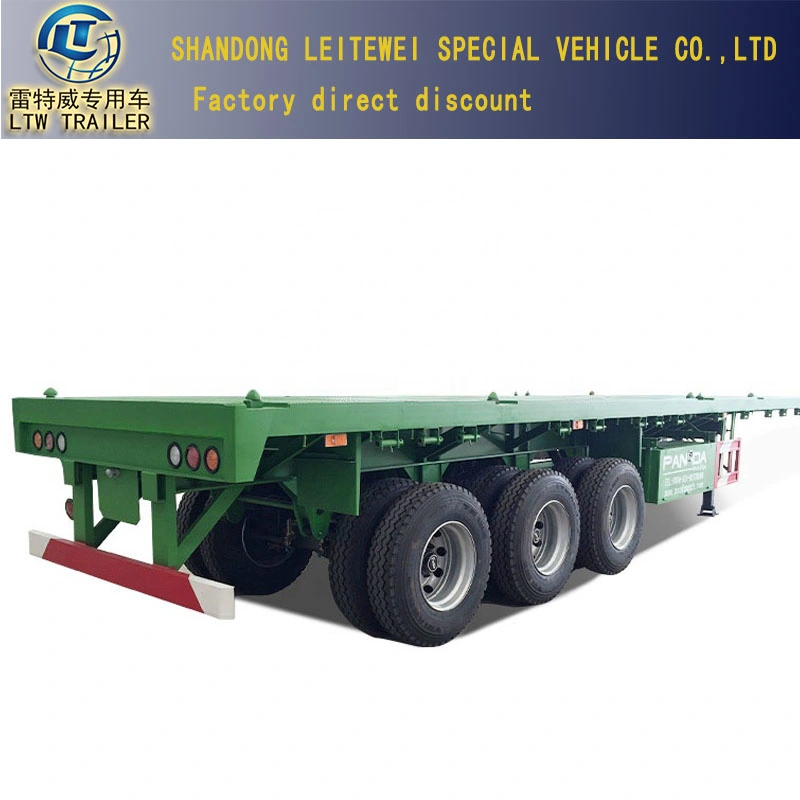 4 Axels Tri-Axle 20FT 40FT 45FT Terminal Flatbed Semi Trailer Platform Flatbed Semi Trailer with Container Lock