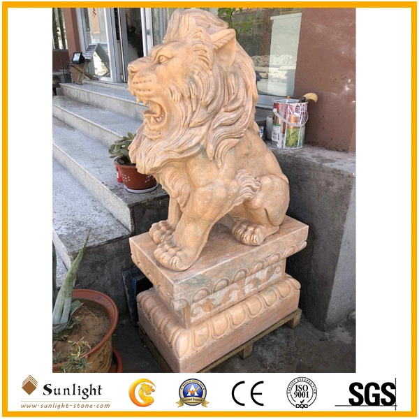 Natural Stone Hand Crafted Animals Marble Lion Sculpture for Garden /House Decoration