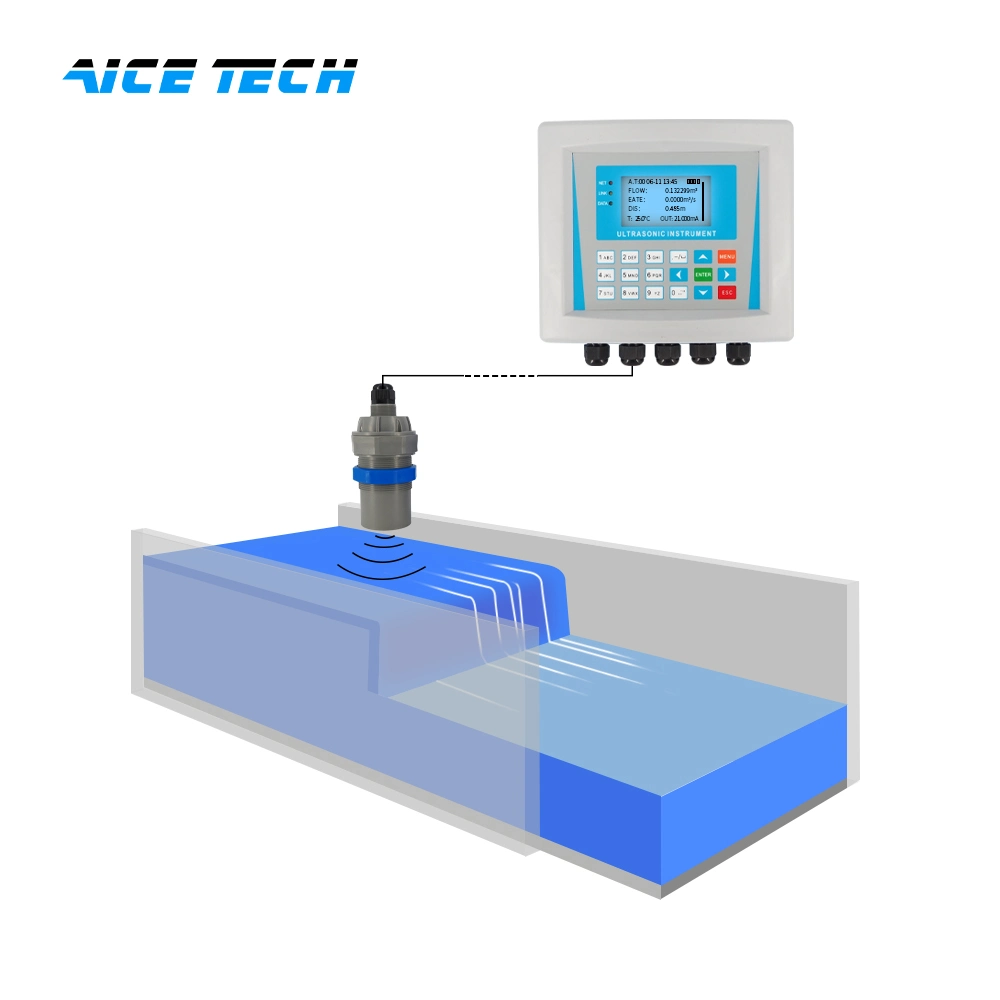 Aice Tech Ultrasonic Water Level Measurement قناة مفتوحة مياه الصرف الصحي مضمنة مقياس التدفق