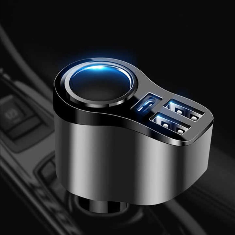Smart Portable Three USB Car Adapter Mobile Phone QC3.0 Pd Type C Cell Phone Laptop Fast Car Charger