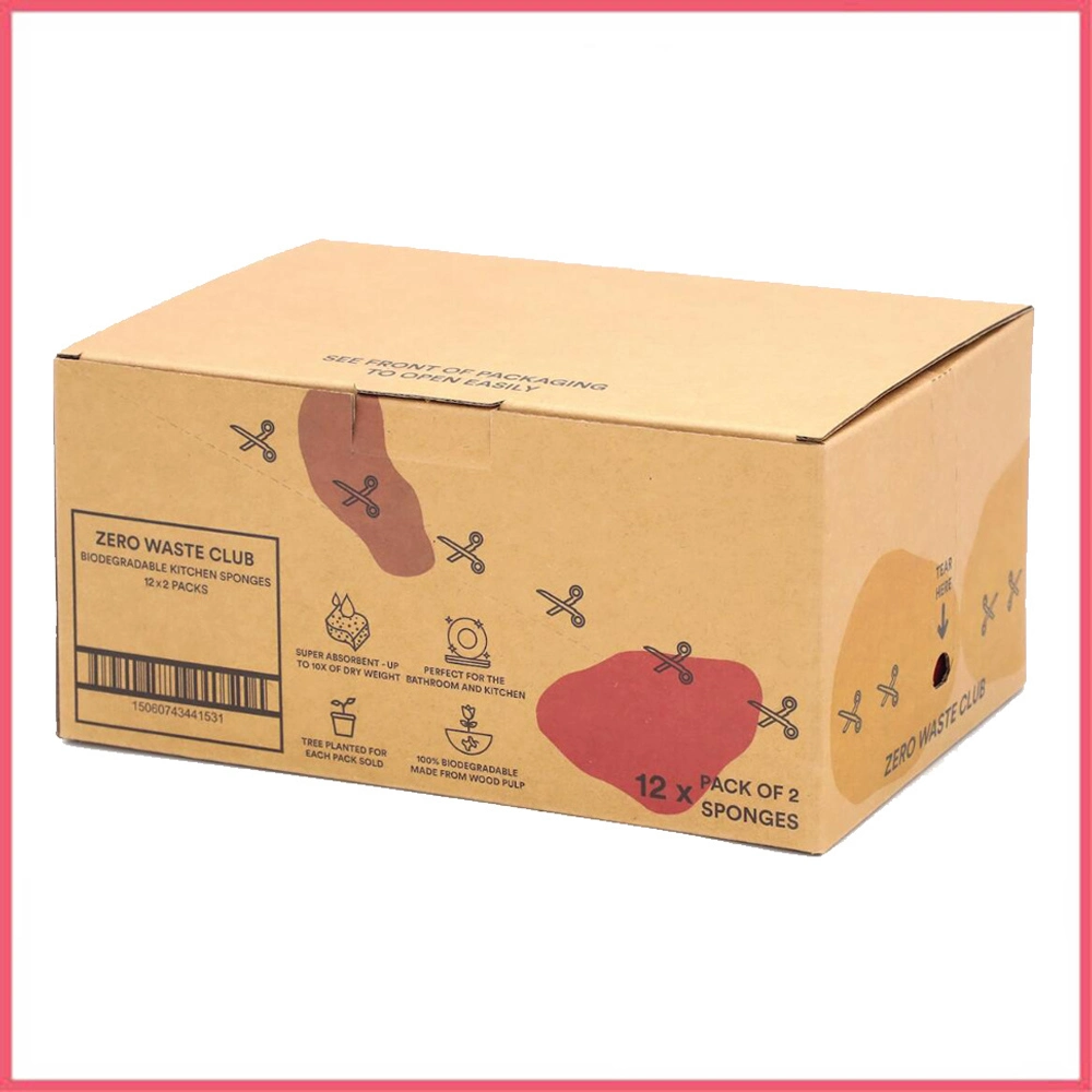 Custom Kraft Corrugated Cardboard Paper Kitchen Sponge Cosmetic Stationery Pen Perfume Wine Chocolate Food Product Gift Packing Packaging PDQ Display Carton Box