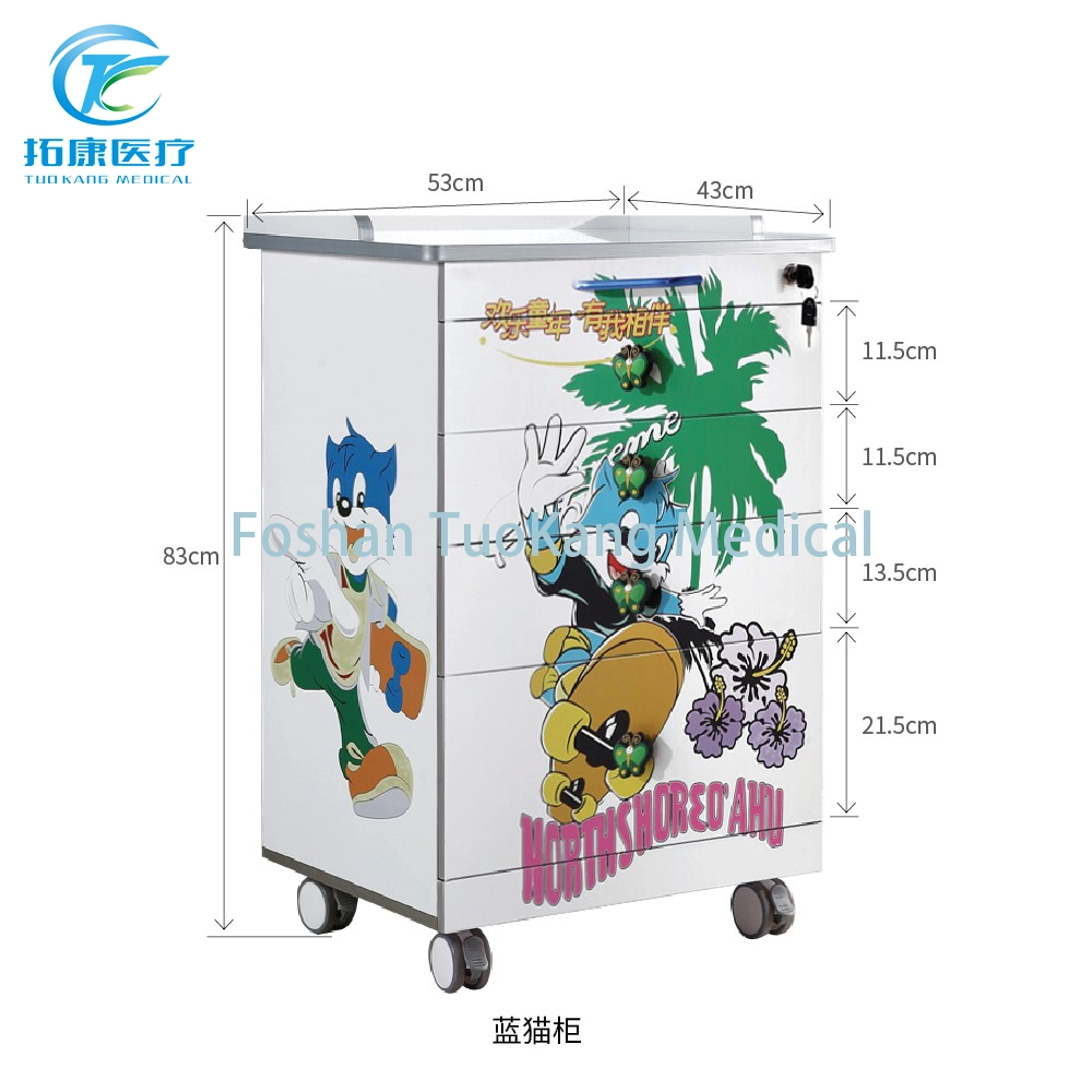 Children Clinic Dental Cabinet Mobile Clinic Furniture Drawer Cabinet Cover Cartoons Logo