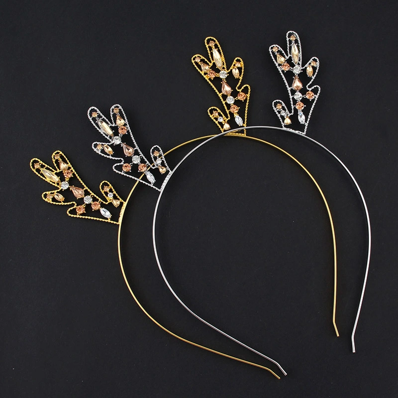 Cross-Border Antler Headband Female European and American Fashion Metal Christmas Hair Band Ear Festive Party Rhinestone Hair Accessories