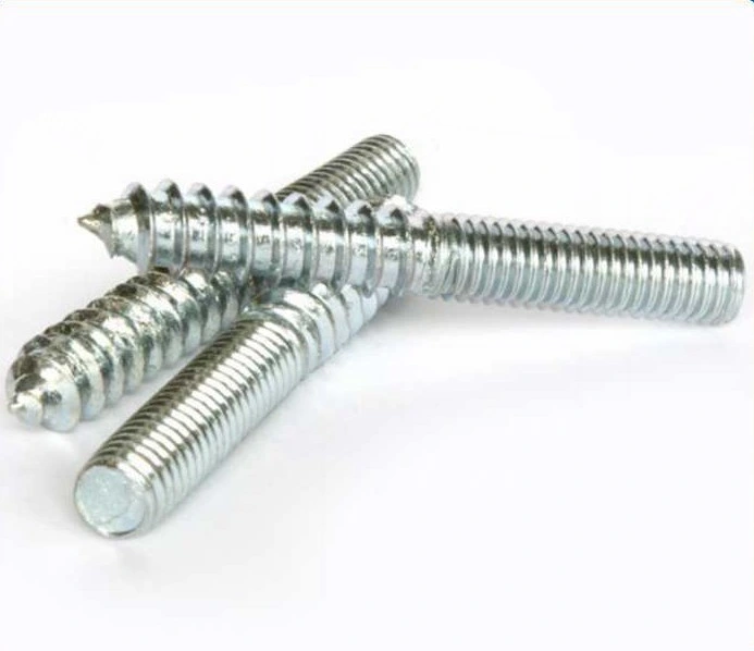 M5 M6 M8 M10 Steel Zinc Plated Double Threaded Wood Dowel Screw