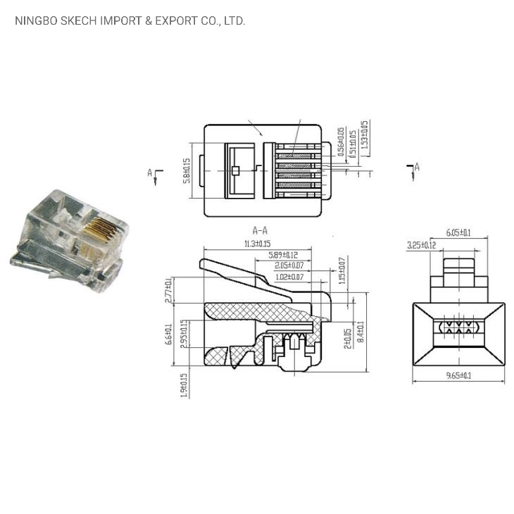 Rj11 Modular Plug Cat3 Voice Phone Connector 6p4c Telephone Modular Plug for Telephone Cable