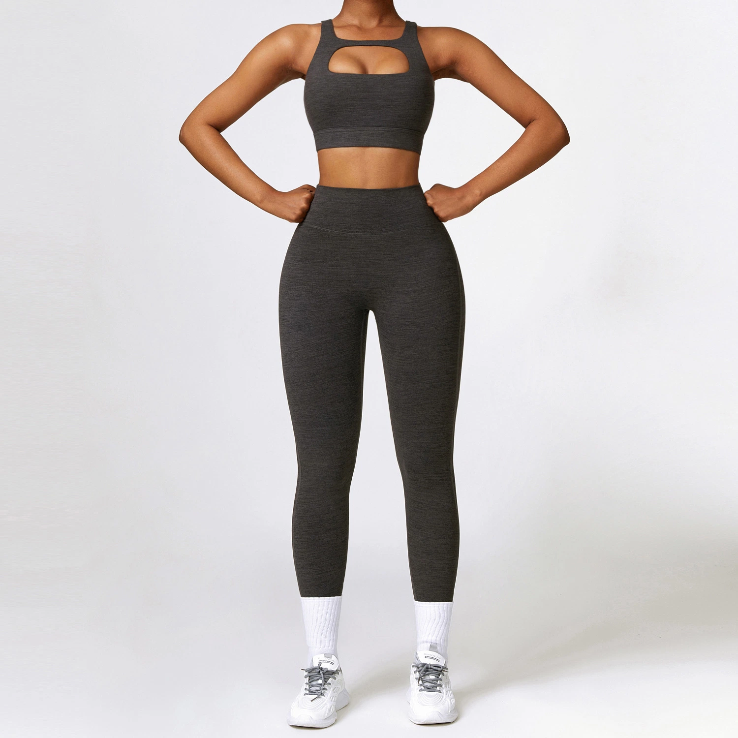 Wholesale/Supplier High quality/High cost performance  Cutout Design Yoga Sports Bra Gym Fitness Outfit Leggings with Pocket Women Active Wear Sets