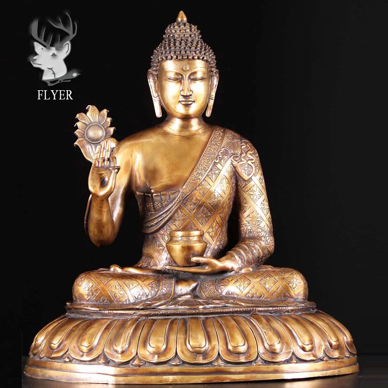 Antiguas talladas a mano estatua de Buda de bronce de la medicina para la decoración del templo