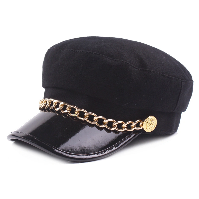 Fashion Good Quality PU Brim Army style Cadet Hat