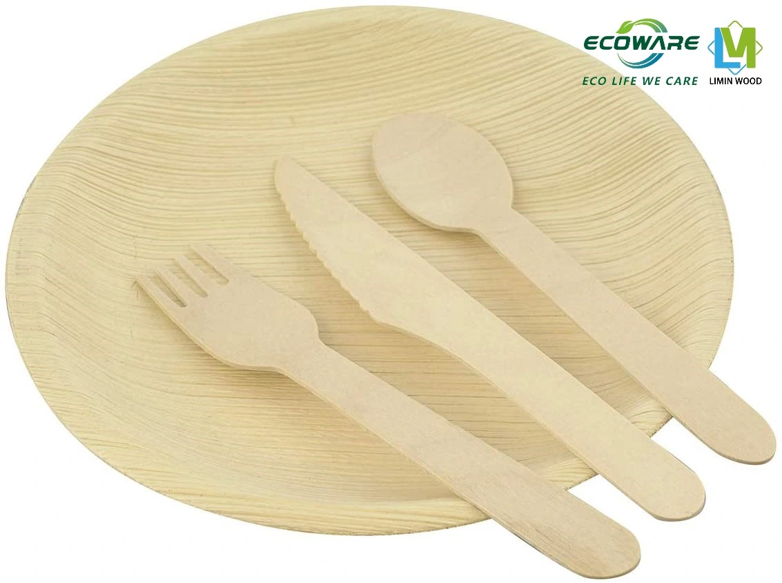 Conjunto de Talheres de madeira de bambu descartável Eco Friendly for Travel and Acampamento para churrasco