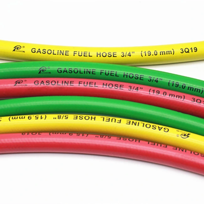 Flexible Gasoline Hose with Braided Fiber Reinforcement and One Way Steel Wire