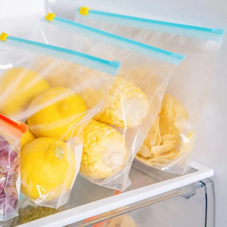 Los envases de almacenamiento de alimentos de PE personalizado el plástico LDPE Ziplock Slider congelador Sello Bolsa transparente para la alimentación