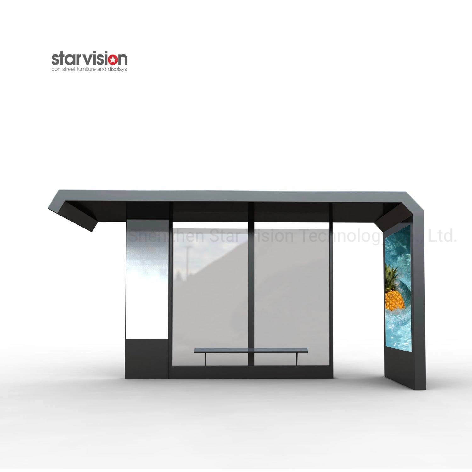 CE Approval Ooh Bus Stop with Waiting Chair and City Light Box