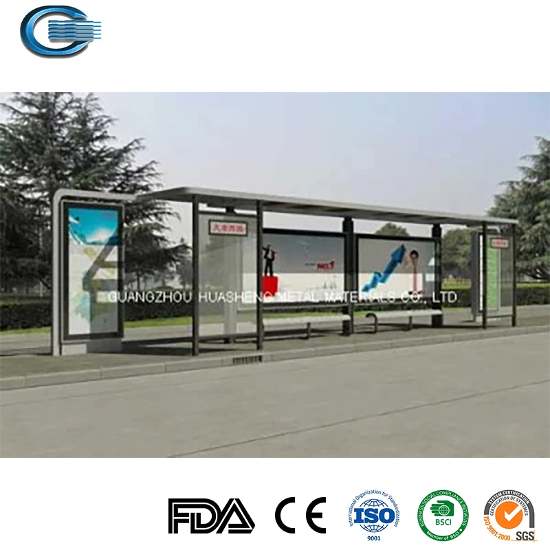 Huasheng Bus Shelter for Sale China Bus Station Shelter Manufacturing Type 1 Bus Shelter / Advertising Bus Stop with Mupi / Bus Shelter