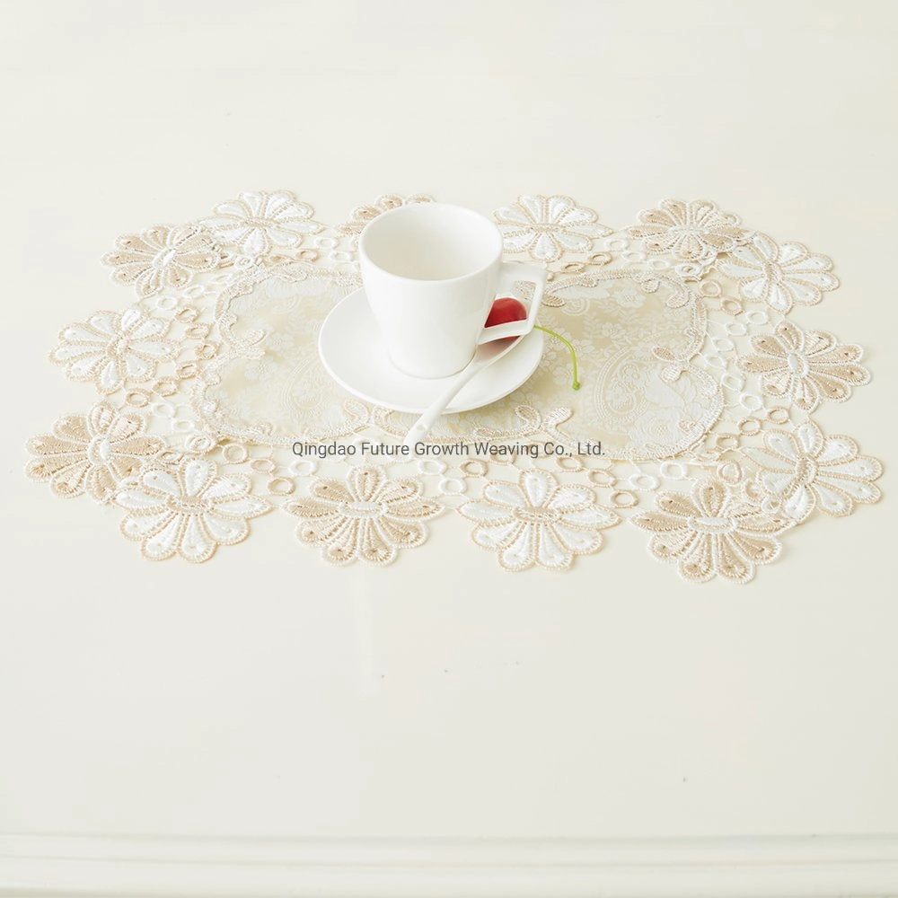 100cm*150cm Cationic Cloth Fabric Jacquard Gold White Color Table Cloth