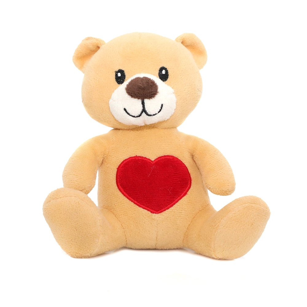 Plush Soft Stuffed Custom Sitting Teddy Bear with Embroidered Heart