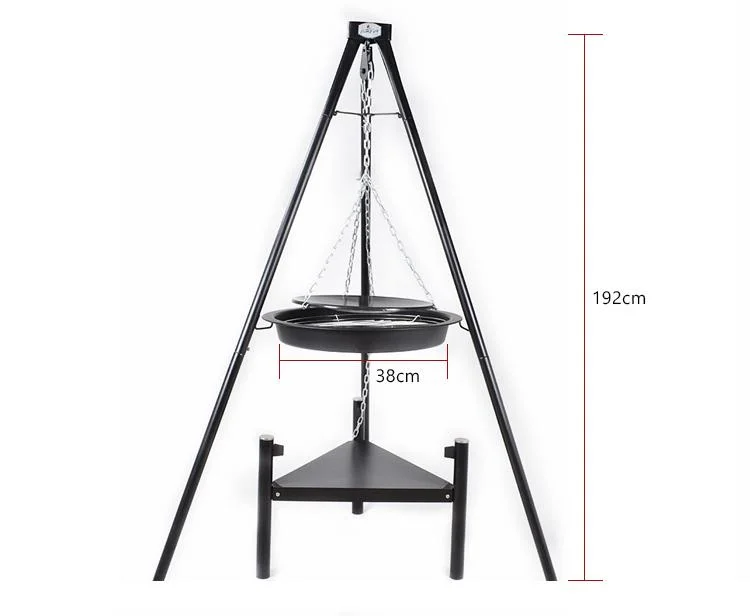 Keyo Outdoor Charcoal BBQ Grills Round Metal Hanging Tripod Fire Pit