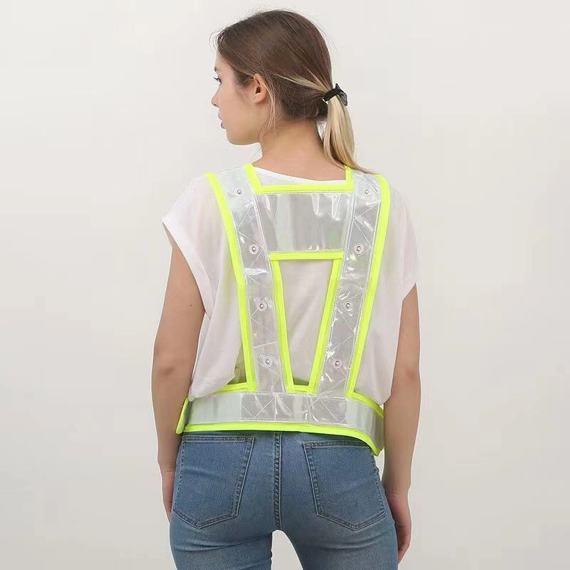 Green Safety LED Reflective USB Rechargeable Harness Vest Body Strap Belt for Outdoor Running Jogging Cycling Sport