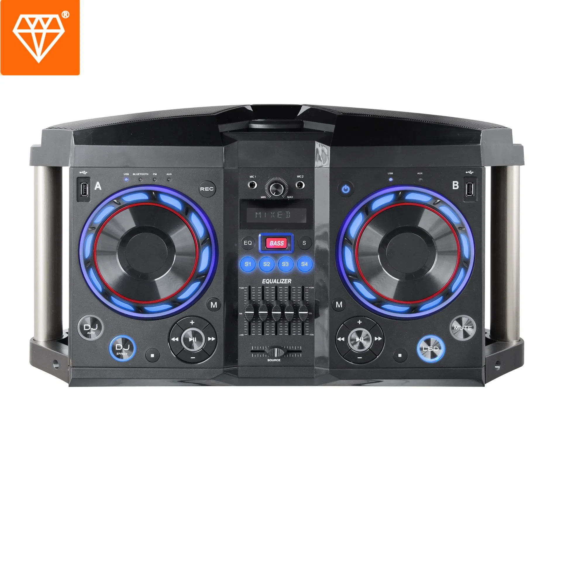 Fábrica Dual 6 Pulgadas Profesional Exterior Audio Activo LED Disco DJ Portátil Inalámbrico Bt Party Box