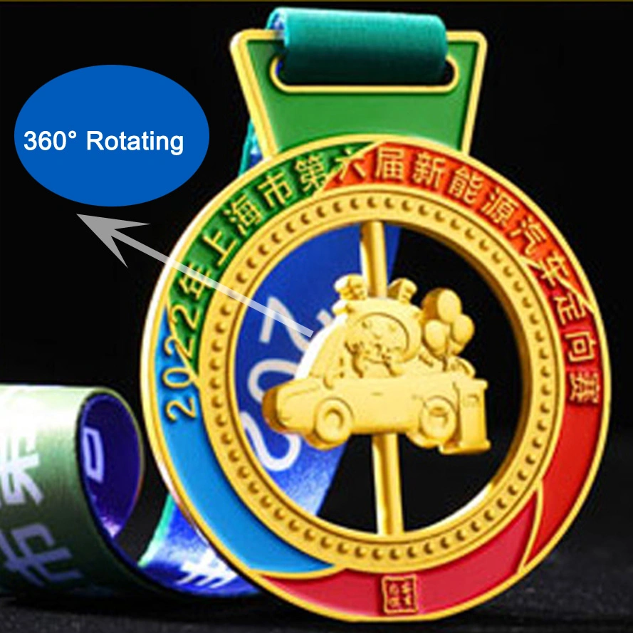 360 Degree Rotating 3D Sport Spinning Medal DIY Lanyard Sublimation Full Color 90cm