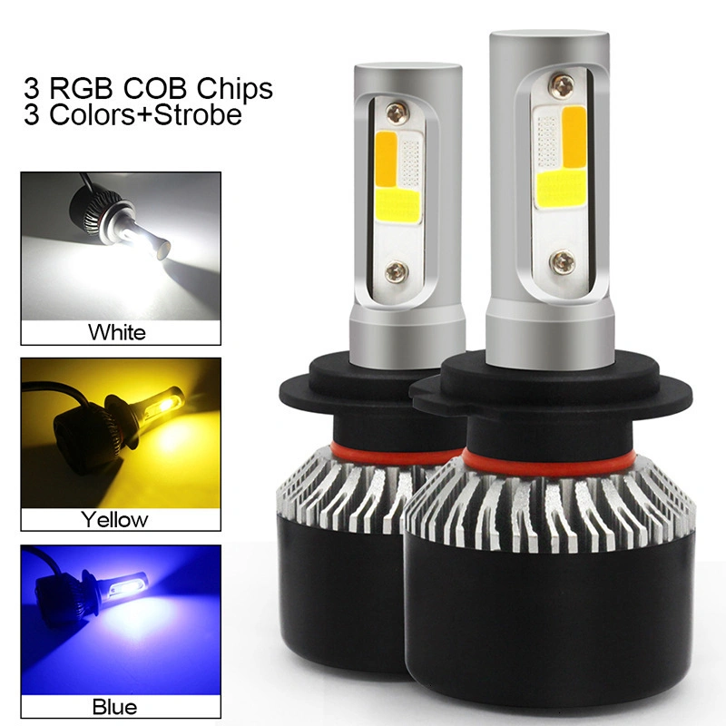 El RGB 72W S2 coche Faro LED Bombillas H1 H7 H8 H9 H11 9005HB3 9006HB4 Hi/Lo H4 HB2 9012 de estilo de coche Auto 12V DE LA LUZ ANTINIEBLA